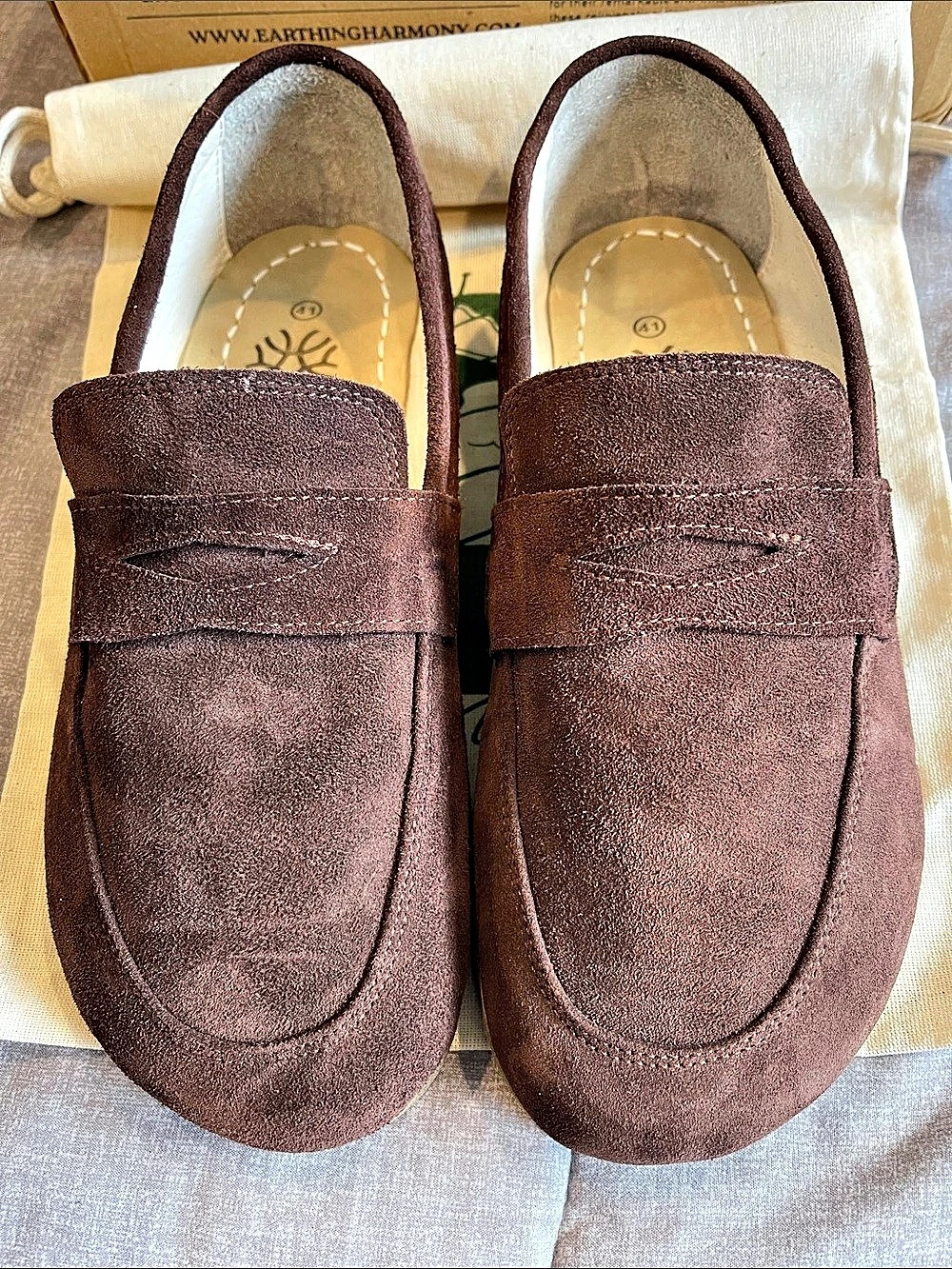 Earthing Harmony Women’s Grounding & Earthing Barefoot Penny Loafers Brown, size